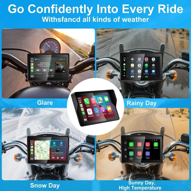 Alt view image 9 of 10 - 2026 YZW GPS Carplay 5 inch for Motorcycle with Wireless CarPlay & Android Auto, IP69K Waterproof Touch Screen, GPS Nevigation, Supports Bluetooth, Siri, Google Assistant, Vioce Control, Bracket