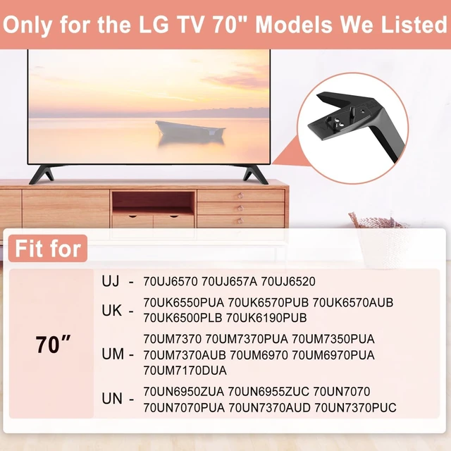 Alt view image 8 of 10 - Maozhren Metal Legs for LG TV Stand, for LG 70" TV 70UK6500 70UK6550 70UJ6570 70UJ657A 70UJ6520 70UM7370 70UM6970 70UM7170DUA 70UN6950 70UN6955 70UN7070 70UN7370 MAM643664 MAM643869 with Screws