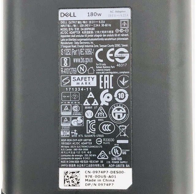 Alt view image 10 of 10 - Original Replacement for Dell GaN Laptop Charger 180W Barrel 7.4mm tip for Precision 7530, 7540, 7550, 7560, 7770, P/N: LA180PM210, HA180PM210, DA180PM210-10KFT, TXR1N, D6JHG.