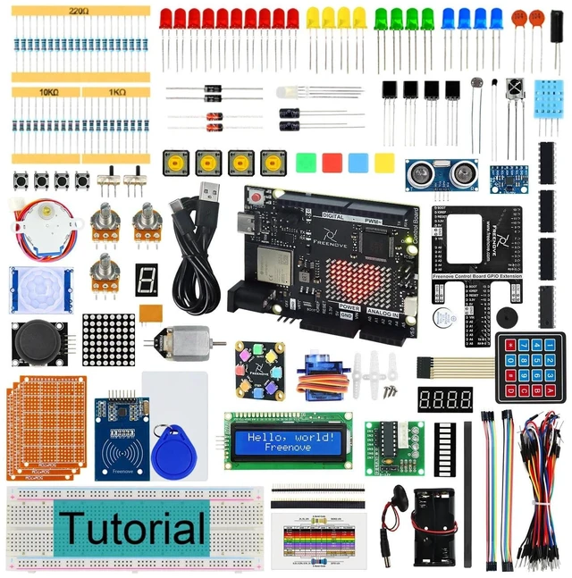 Alt view image 6 of 10 - Freenove Ultimate Starter Kit with Board V5 Rev4 WiFi (Compatible with Arduino IDE), Arm Cortex-M4 Microcontroller, Onboard ESP32-S3, 399-Page Detailed Tutorial, 220 Items, 78 Projects