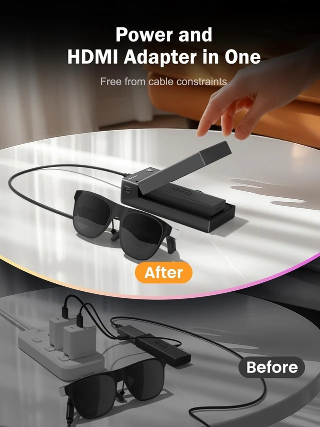 Alt view image 7 of 10 - Lemorele HDMI to USB-C Adapter with 5000mAh Battery, 4K@60Hz Converter for Fire TV Stick, Compatible with AR Glasses (Xreal Air/Rokid) and USB-C Monitors