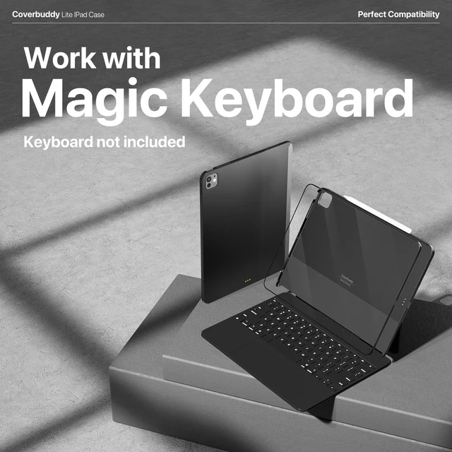 Alt view image 8 of 10 - MAGEASY CoverBuddy Lite for M3/M2 iPad Air 13" (2024-2025-2025) - iPad Air Case Compatible with Magic Keyboard - Black (1.2)