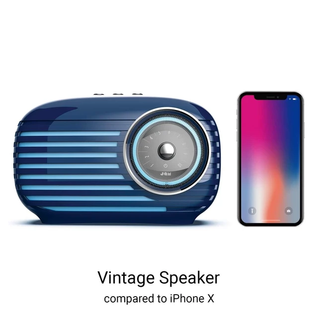 Alt view image 8 of 10 - JAM Retro Classic Vintage Blutooth Speaker, 16 Hours Play Time, Aux-in Port, USB Charging, Blue