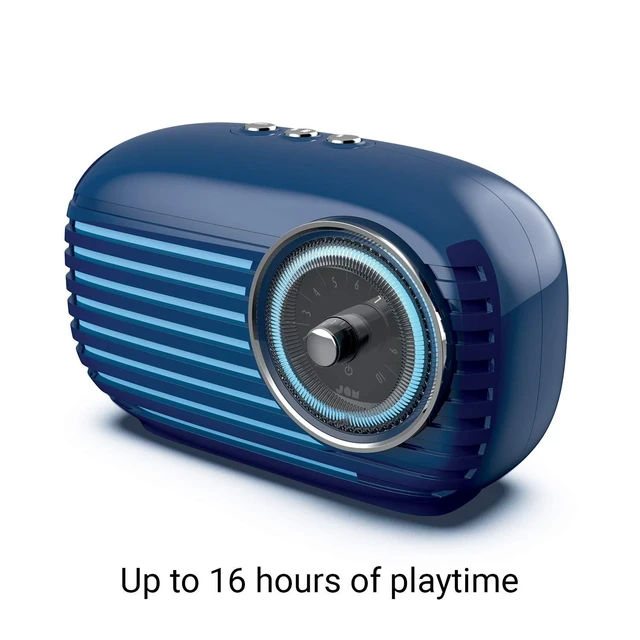 Alt view image 7 of 10 - JAM Retro Classic Vintage Blutooth Speaker, 16 Hours Play Time, Aux-in Port, USB Charging, Blue