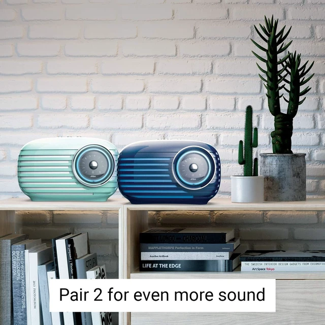 Alt view image 10 of 10 - JAM Retro Classic Vintage Blutooth Speaker, 16 Hours Play Time, Aux-in Port, USB Charging, Blue