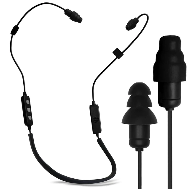 Alt view image 6 of 10 - Plugfones Liberate 2.0 Bluetooth Earplug Headphones - Wireless Bluetooth in-Ear Earplug Earbuds - 29 dB Noise Reduction Headphones with Noise Isolating Mic and Controls (Black & Gray)