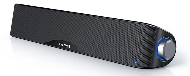 Alt view image 6 of 10 - Nylavee Computer Speakers, Hi-Fi Stereo Computer Sound Bar with Bluetooth & 3.5mm Aux, USB/USB-C Powered for Desktop PC, Laptop & Monitor, Built-in Mic and Headphone Jack