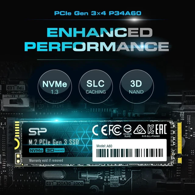 Alt view image 8 of 10 - Silicon Power 256GB NVMe M.2 PCIe Gen3x4 2280 SSD (SP256GBP34A60M28)