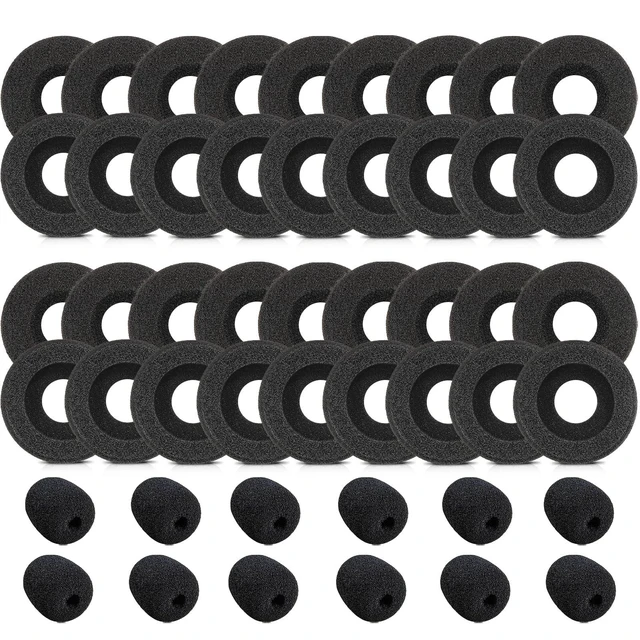 Alt view image 6 of 10 - 50 Pack Plantronics Headset Ear Cushions Replacement Earpads Foam Ear Pad for Covers Plantronics Most Standard Size Office Headsets HW251N HW261N HW510 HW520 Jabra PRO 920 Biz 1500 GN2000 Headphones