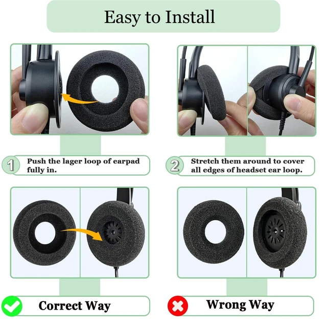Alt view image 9 of 10 - 50 Pack Plantronics Headset Ear Cushions Replacement Earpads Foam Ear Pad for Covers Plantronics Most Standard Size Office Headsets HW251N HW261N HW510 HW520 Jabra PRO 920 Biz 1500 GN2000 Headphones