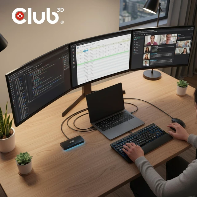 Alt view image 7 of 10 - Club 3D DisplayPort to HDMI Adapter, Triple Monitor 8K@60Hz MST Hub Splitter, DP 2.1 to 3 HDMI Multi-Stream Display Extender for Video Wall, Gaming, HDR HDCP 2.3 Compatible CSV-7330