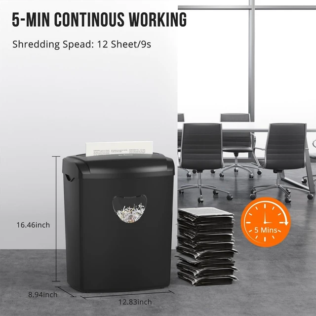 Alt view image 9 of 10 - SUNTIKO 12-Sheet Cross-Cut Paper Shredder, P-4 Security Level for Home Office, 5.5 Gallon Bin, Destroys Credit Cards and Staples, ETL Certified, Black