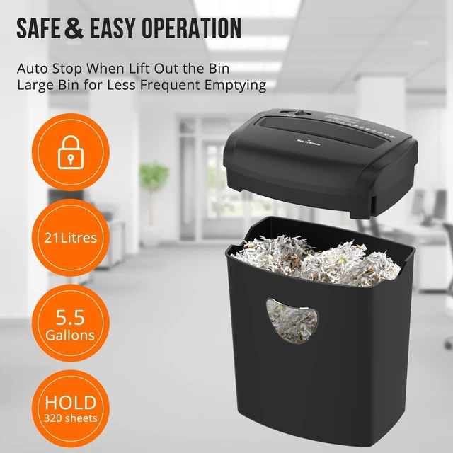 Alt view image 10 of 10 - SUNTIKO 12-Sheet Cross-Cut Paper Shredder, P-4 Security Level for Home Office, 5.5 Gallon Bin, Destroys Credit Cards and Staples, ETL Certified, Black