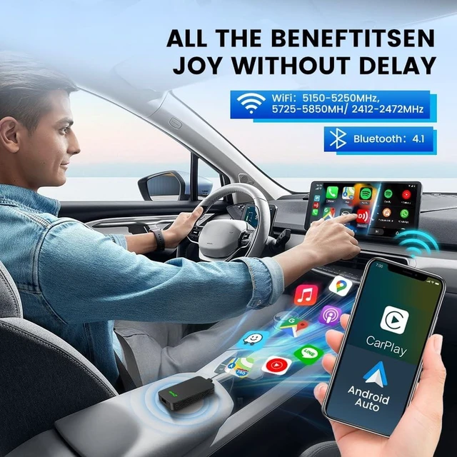 Alt view image 10 of 10 - CarlinKit 5.0 Wireless Android Auto & Apple CarPlay Adapter - Fast & Stable USB Dongle for Factory Wired CarPlay Cars - Plug&Play, Easy Setup