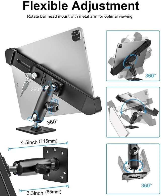 Alt view image 8 of 10 - woleyi Anti Theft Heavy Duty Drill Base Tablet Holder Car Mount Dashboard for Truck/Vehicle with Security Lock and Key, Compatible with iPad Pro/Air/Mini, Galaxy Tabs, More 7-11" Tablets