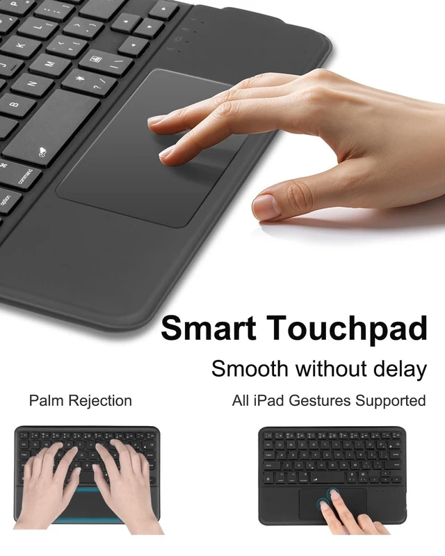 Alt view image 8 of 10 - EAMPANG Case with Trackpad Keyboard for iPad mini 7th(A17 Pro, 2024)/6th Generation 8.3 inch,7-Color Backlit Wireless Keyboard Magnetic Detachable Multi-Angle Stand Cover for iPad mini 6 7 Black