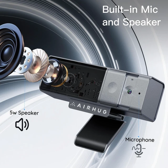 Alt view image 7 of 10 - AIRHUG 3 in 1 1080P Webcam with Microphone & Speaker, USB Camera for Video Conferencing/Online Class/Gaming Live, Built-in Privacy Cover