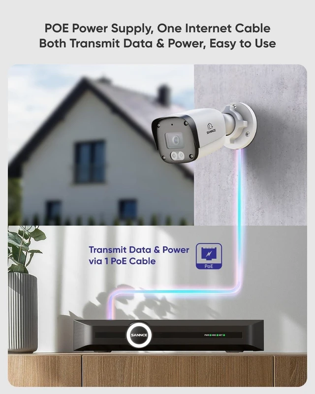 Alt view image 8 of 10 - SANNCE 2 Pack 5MP Super HD PoE IP Security Camera,100ft Dual IR Night Vision,IP67 Weatherproof, Human/Vehicle Detection,H.265+ Indoor/Outdoor Surveillance Camera