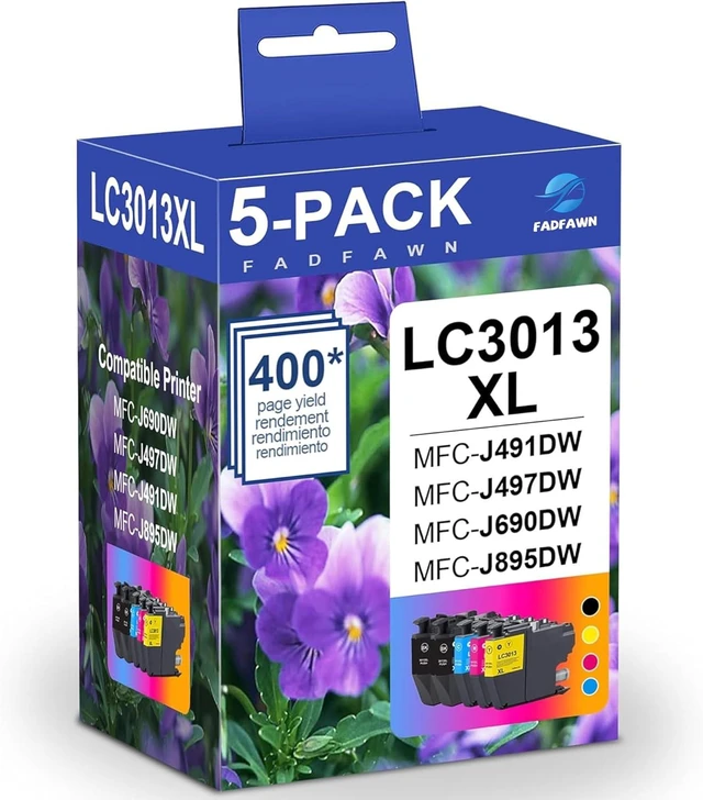 Alt view image 8 of 14 - LC3013XL Ink Cartridges High Yield (5-Pack, 2BK/1C/1M/1Y) Replacement for LC3013XL Ink Cartridges MFC-J491DW MFC-J497DW MFC-J895DW MFC-J690DW Printer