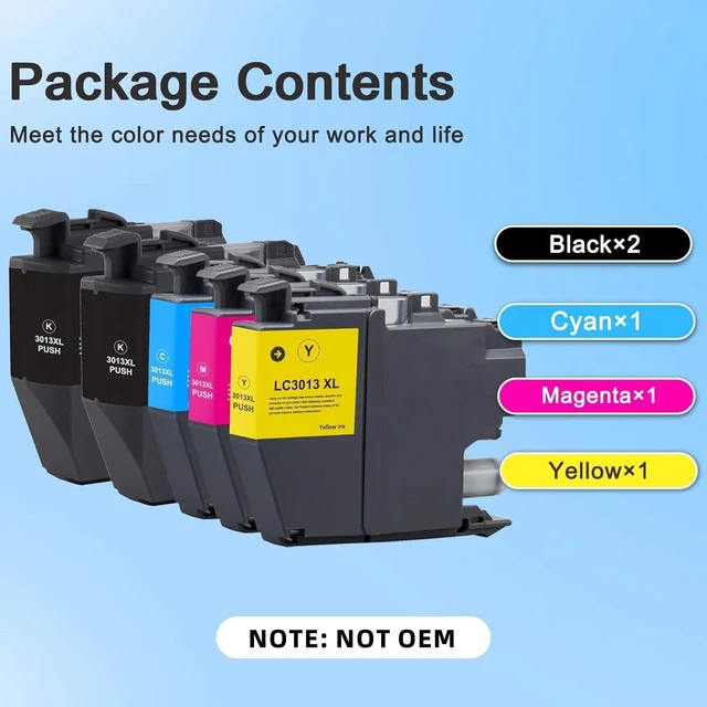 Alt view image 11 of 14 - LC3013XL Ink Cartridges High Yield (5-Pack, 2BK/1C/1M/1Y) Replacement for LC3013XL Ink Cartridges MFC-J491DW MFC-J497DW MFC-J895DW MFC-J690DW Printer