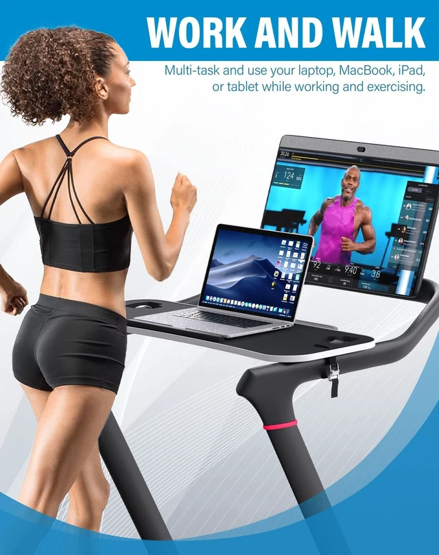 Alt view image 9 of 10 - New Tread Laptop Tray, Treadmill Desk Tray, Upgrade 36" Treadmill Tray Compatible with The New Peloton Tread, Ergonomic Tread Tray for Laptop, Easy Mount Exercise Workstation with Protective Strip
