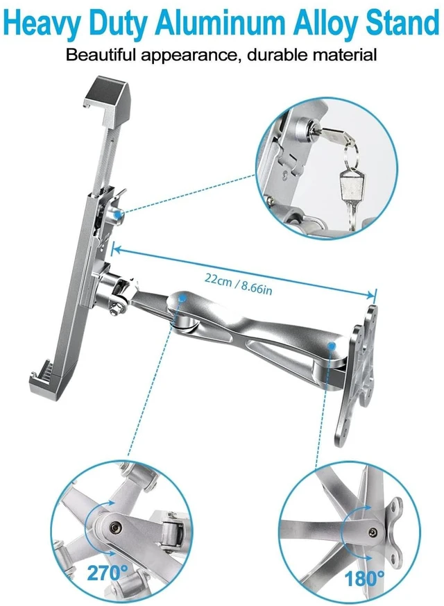 Alt view image 10 of 10 - woleyi Anti-Theft Tablet Wall Holder Stand for 9"-14" Tablet, Security Heavy Duty Articulating in-Wall Tablets Mount with Lock and Key, Compatible with iPad Pro 13/Air, Surface Pro/Go, Galaxy Tabs