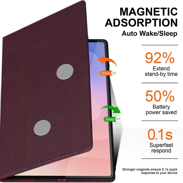 Alt view image 10 of 10 - XFYKJIN for Samsung Galaxy Tab S11 Ultra 14.6 Inch Case 2025, Full-Grain Genuine Leather Business Folio with S Pen Holder, Military-Grade Shockproof, Auto Wake/Sleep & Kickstand - Wine Red