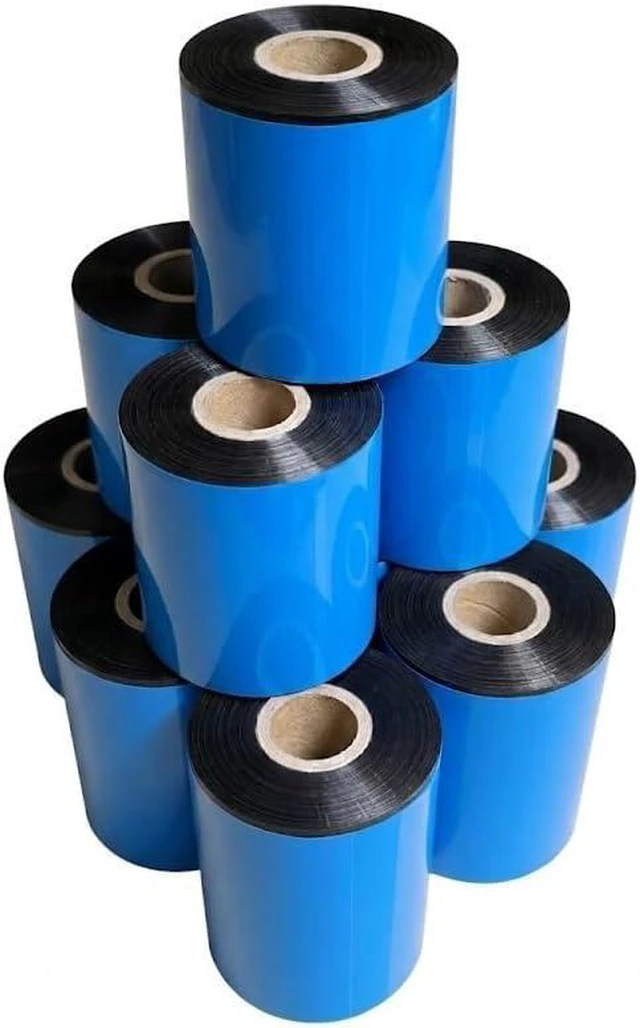 Alt view image 3 of 4 - 8 Rolls 4.33'' x 1476' Premium Resin Enhanced Wax Ribbon, 110mm x 450m Black Thermal Transfer Ribbon, Barcode Thermal Label Printer Ribbon, CSO-Ink Outside, 1'' Core for Zebra, TSC, GoDex, Citizen