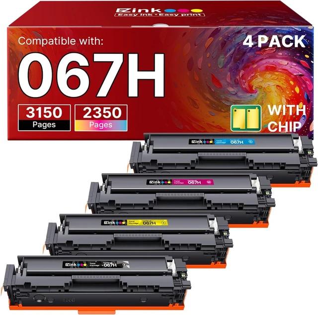 Alt view image 8 of 14 - E-Z Ink 067H 067 Toner Cartridge with Chip Compatible for Canon 067H Toner Cartridge Set High Yield Cartridge 067 for Canon imageCLASS MF656Cdw MF654Cdw LBP632Cdw MF653Cdw Printer (BCMY, 4 Pack)