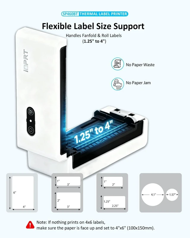 Alt view image 9 of 10 - iDPRT Bluetooth Thermal Shipping Label Printer, 4x6 Wireless High-Speed Label Maker for Small Business, Compatible with Android, iPhone, Windows & Mac for , Ebay, Shopify, USPS, SP460BT