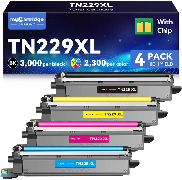 Alt view image 8 of 14 - Compatible TN229XL Toner Cartridges Replacement for Brother TN229XL TN-229XL TN229 XL use with MFC-L3780CDW MFC-L3720CDW HL-L3220CDW HL-L3280CDW HL-L3300CDW Printer (BK/C/M/Y-4 Pack)