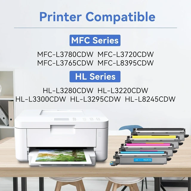 Alt view image 9 of 14 - Compatible TN229XL Toner Cartridges Replacement for Brother TN229XL TN-229XL TN229 XL use with MFC-L3780CDW MFC-L3720CDW HL-L3220CDW HL-L3280CDW HL-L3300CDW Printer (BK/C/M/Y-4 Pack)