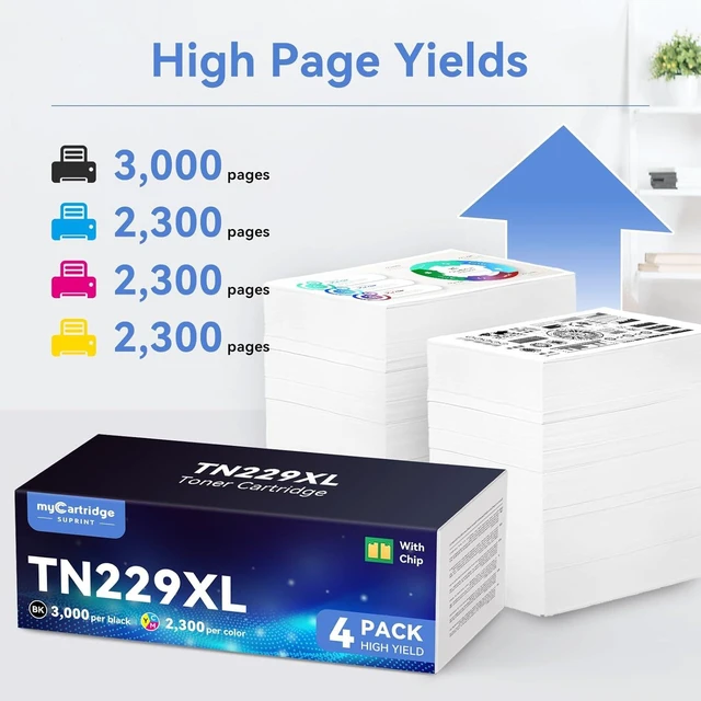 Alt view image 10 of 14 - Compatible TN229XL Toner Cartridges Replacement for Brother TN229XL TN-229XL TN229 XL use with MFC-L3780CDW MFC-L3720CDW HL-L3220CDW HL-L3280CDW HL-L3300CDW Printer (BK/C/M/Y-4 Pack)