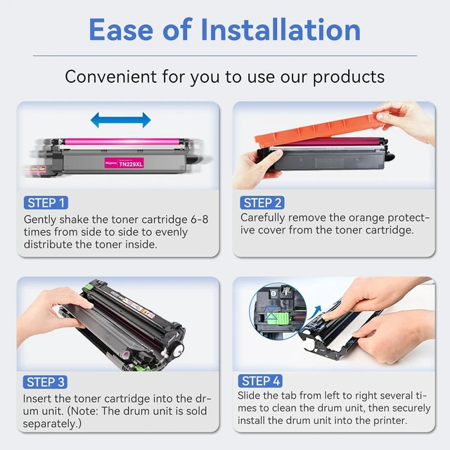 Alt view image 13 of 14 - Compatible TN229XL Toner Cartridges Replacement for Brother TN229XL TN-229XL TN229 XL use with MFC-L3780CDW MFC-L3720CDW HL-L3220CDW HL-L3280CDW HL-L3300CDW Printer (BK/C/M/Y-4 Pack)