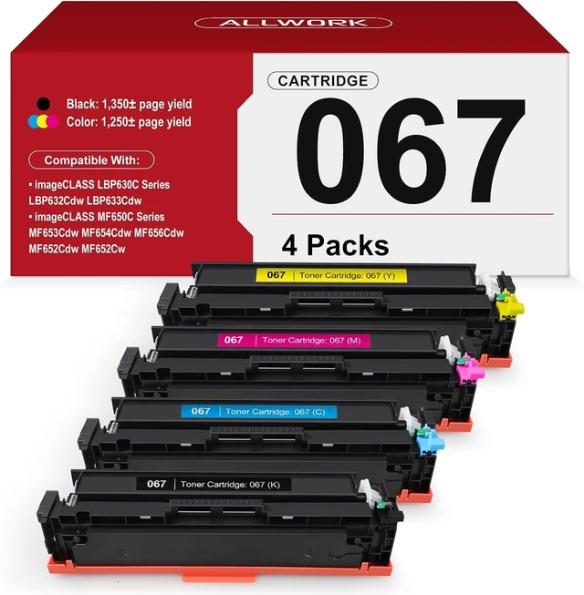 Alt view image 7 of 12 - 067 Toner Cartridge Set 4 Pack Compatible Replacement for Canon 067 067H Works for Canon Color imageCLASS MF650C LBP630C Series LBP632Cdw MF654Cdw MF656Cdw MF653Cdw Printer 4-Pack with Chip
