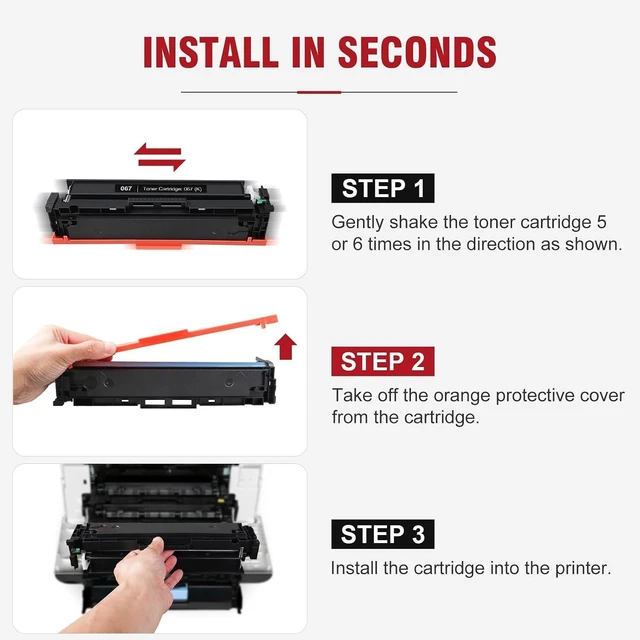 Alt view image 10 of 12 - 067 Toner Cartridge Set 4 Pack Compatible Replacement for Canon 067 067H Works for Canon Color imageCLASS MF650C LBP630C Series LBP632Cdw MF654Cdw MF656Cdw MF653Cdw Printer 4-Pack with Chip