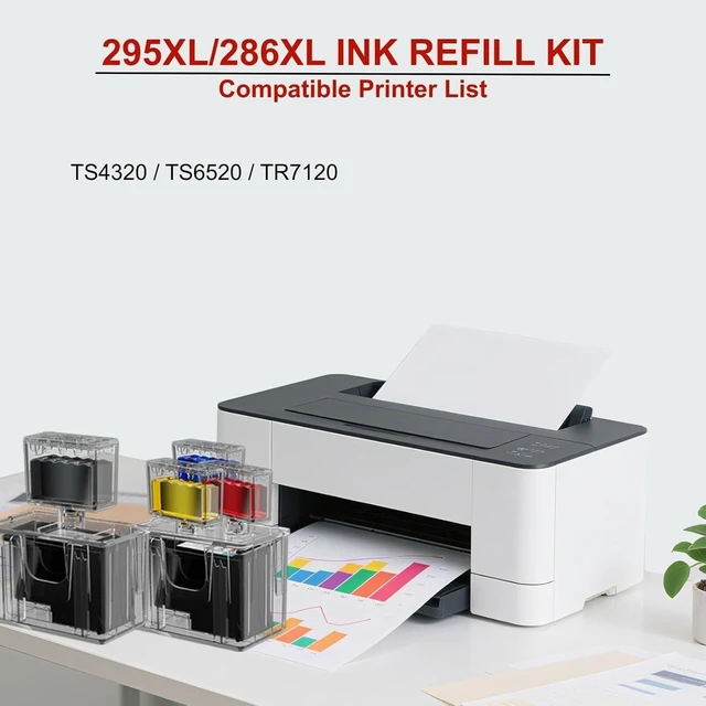 Alt view image 9 of 12 - PG-295XL/CL-286XL Ink Refill Kit Compatible with Canon PG-295XL CL-286XL 295 XL 286 XL Ink Cartridges Work with Pixma TS4320 TS6520 TR7120 Printer Cartridges, 12 Pack (6BK/2C/2M/2Y)