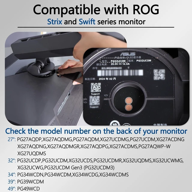 Alt view image 7 of 10 - OEM PG27AQWP-W VESA Adapter Compatible with ASUS ROG XG27UCDMG,PG27AQDP ,PG27UCDM,XG27ACDNG,XG27AQDNG,XG27AQDMGR,XG27AQDPG,XG27ACDMS,XG32UCDS,PG32UCDMR,XG32UCWMG,XG32UCWG,XG34WCDG,PG39WCDM,PG49WCD