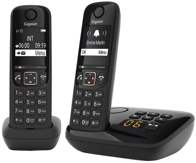 Alt view image 6 of 10 - Gigaset A694A Duo - Two Cordless Phones - Made in Germany - Answering Machine - Caller ID - high Contrast Display - Brilliant Voice Quality HSP - Long Standby time 180 Hours, Black