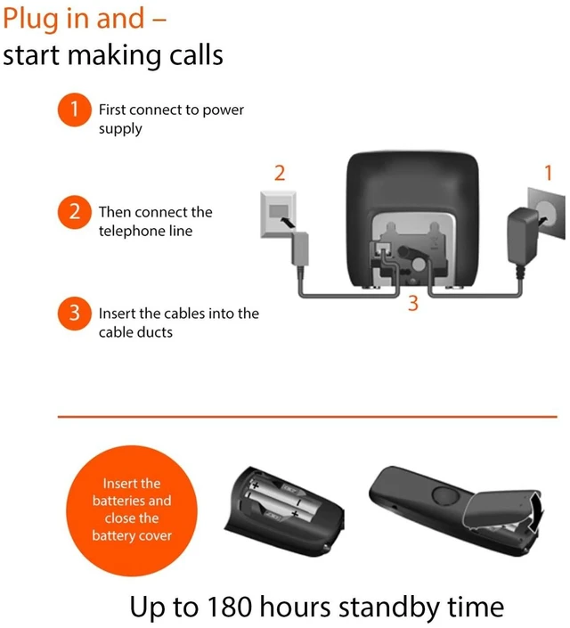 Alt view image 10 of 10 - Gigaset A694A Duo - Two Cordless Phones - Made in Germany - Answering Machine - Caller ID - high Contrast Display - Brilliant Voice Quality HSP - Long Standby time 180 Hours, Black