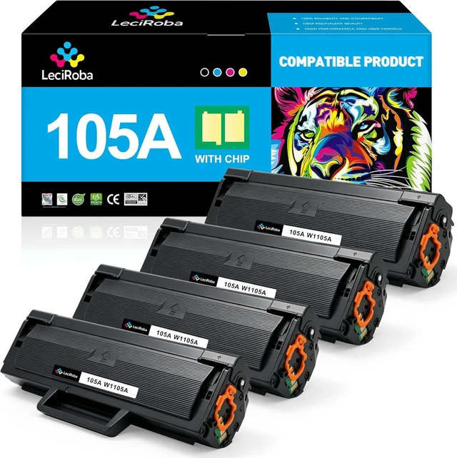 Alt view image 8 of 14 - LeciRoba Compatible 105A W1105A Toner Cartridge for 105A W1105A Toner Cartridge for Laser MFP 107a 107w 135a 135w 137fnw Printer (3000 Pages, 4-Packs)