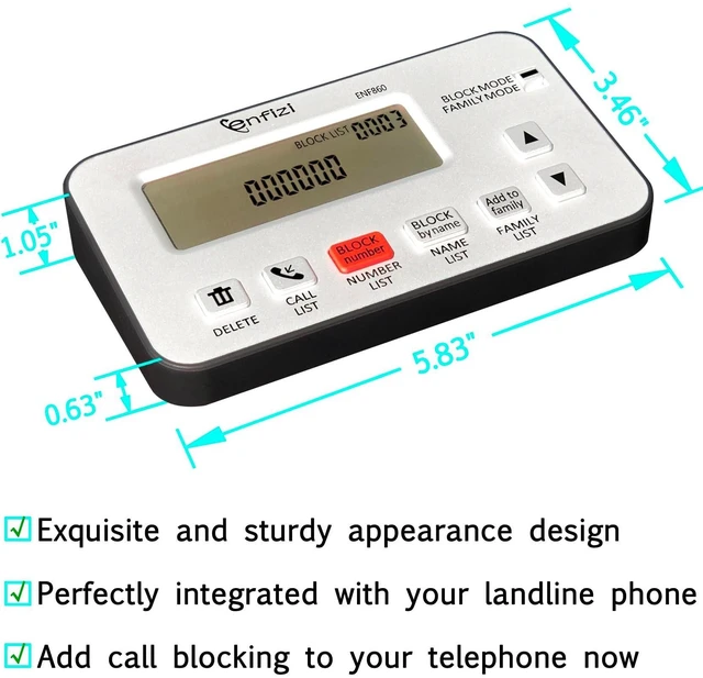 Alt view image 8 of 10 - Enf860 Call Blocker for Landline Phones, Blacklist/Whitelist Dual Mode, Block spam Calls by Number and Name