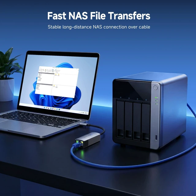 Alt view image 10 of 10 - Cable Matters USB C to 10Gb Ethernet Adapter, 10GbE Type C to Ethernet Adapter, Compatible with USB4 & Thunderbolt 5/4/3, Low-Heat & Silent, Real-World Speed: ~7Gbps on Windows / ~5Gbps on macOS