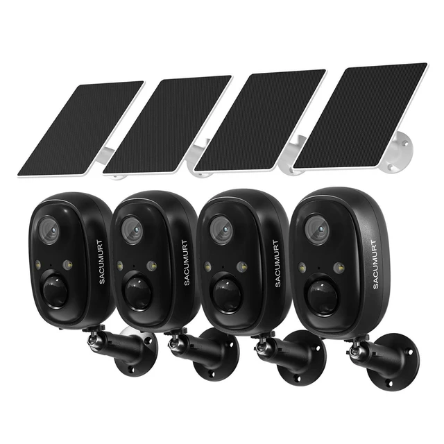 Alt view image 6 of 10 - WiFi Cameras for Home Security, Solar Powered Security Cameras Wireless Outdoor, Outdoor Camera Wireless, PIR Motion Detection, Color Night Vision, Compatible with Alexa & Google Home, Storage 4-Pack