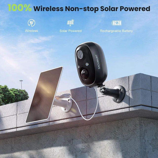 Alt view image 8 of 10 - WiFi Cameras for Home Security, Solar Powered Security Cameras Wireless Outdoor, Outdoor Camera Wireless, PIR Motion Detection, Color Night Vision, Compatible with Alexa & Google Home, Storage 4-Pack