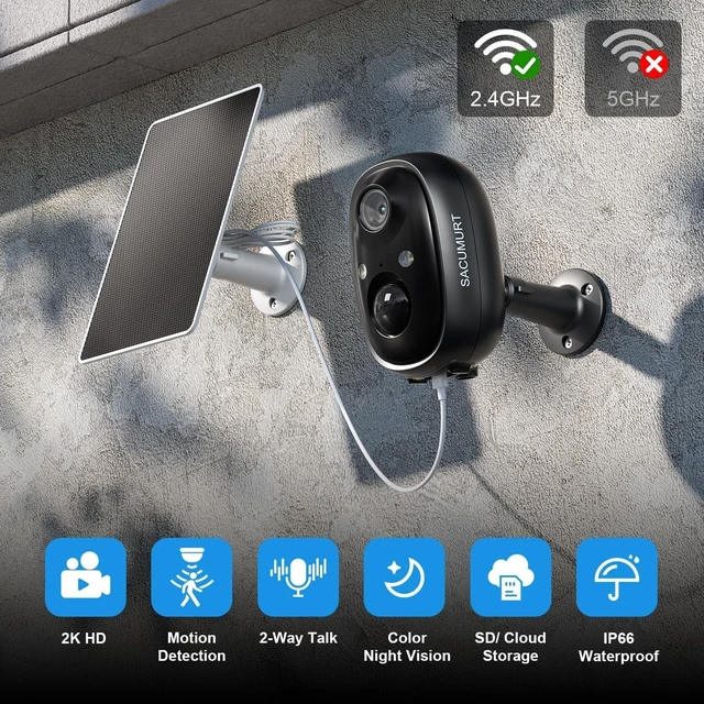Alt view image 7 of 10 - WiFi Cameras for Home Security, Solar Powered Security Cameras Wireless Outdoor, Outdoor Camera Wireless, PIR Motion Detection, Color Night Vision, Compatible with Alexa & Google Home, Storage 4-Pack