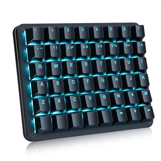 Alt view image 6 of 10 - Koolertron Single-Handed Macro Mechanical Keyboard, Blue LED Backlight Portable Single-Handed Mechanical Gaming Keyboard 48 Fully Programmable Keys Red Axis