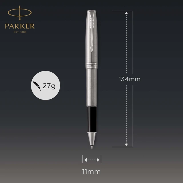 Alt view image 7 of 10 - PARKER Sonnet Rollerball Pen, Stainless Steel with Palladium Trim, Fine Point Black Ink (1931511)