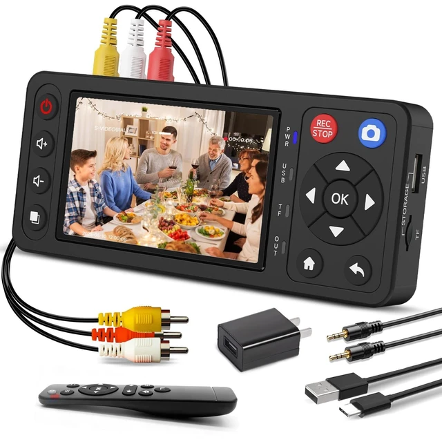 Alt view image 6 of 10 - VHS to Digital Converter with 4" HD Screen, VCR to Digital Converter, Convert to MP4 Compatible with VHS, VCR, DVR, DVD, Hi8, Mini DV, Camcorders(Tapes/DVD Player Not Included)
