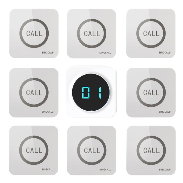 Alt view image 6 of 10 - SINGCALL Restaurant Pager System Waiter Calling System Pagers and Beepers for Kitchen,Fast Food,Hotel,Restaurants,Cafe,Bar to Call Waiters 8 Waterproof Wireless Call Buttons 1 Number Display Receiver